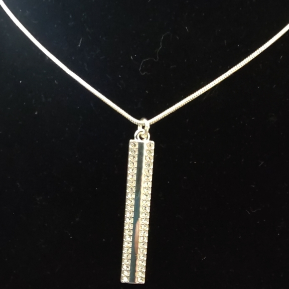 Nine West Jewelry - Nine West Rhinestone Silvertone Pendant Necklace Adjustable 18" - 20"
